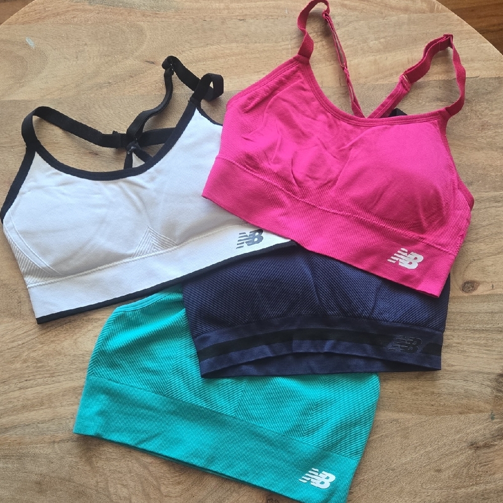 New Balance Trio Sports Bras - Fuchsia, Black, Turquoise